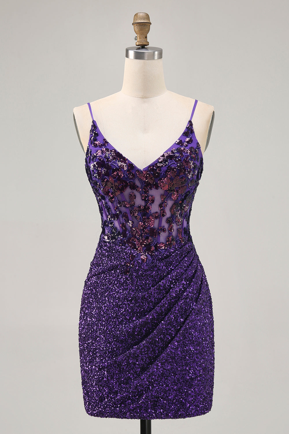 Sparkly Dark Green Corset Short Homecoming Dress with Sequins