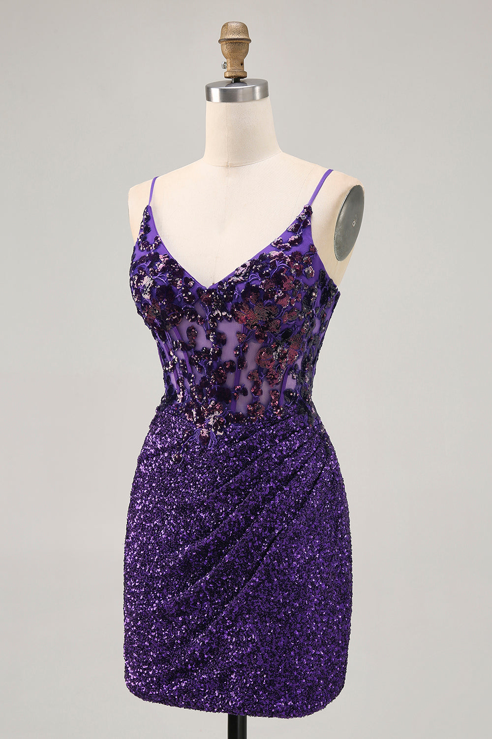 Sparkly Dark Green Corset Short Homecoming Dress with Sequins