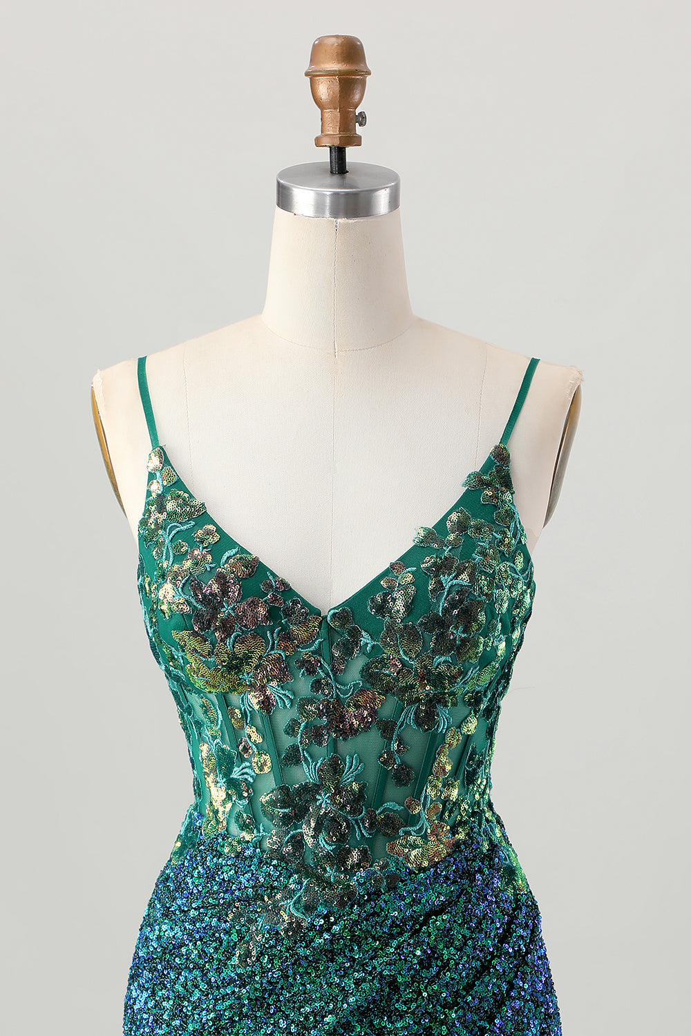 Sparkly Dark Green Corset Short Homecoming Dress with Sequins