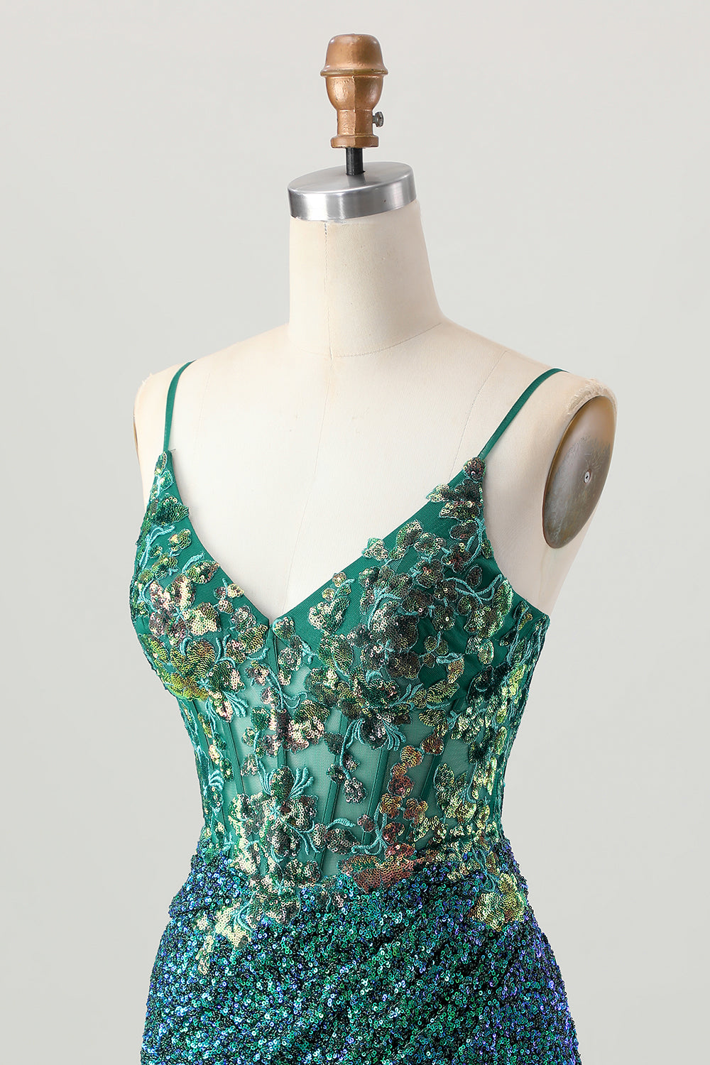 Sparkly Dark Green Corset Short Homecoming Dress with Sequins