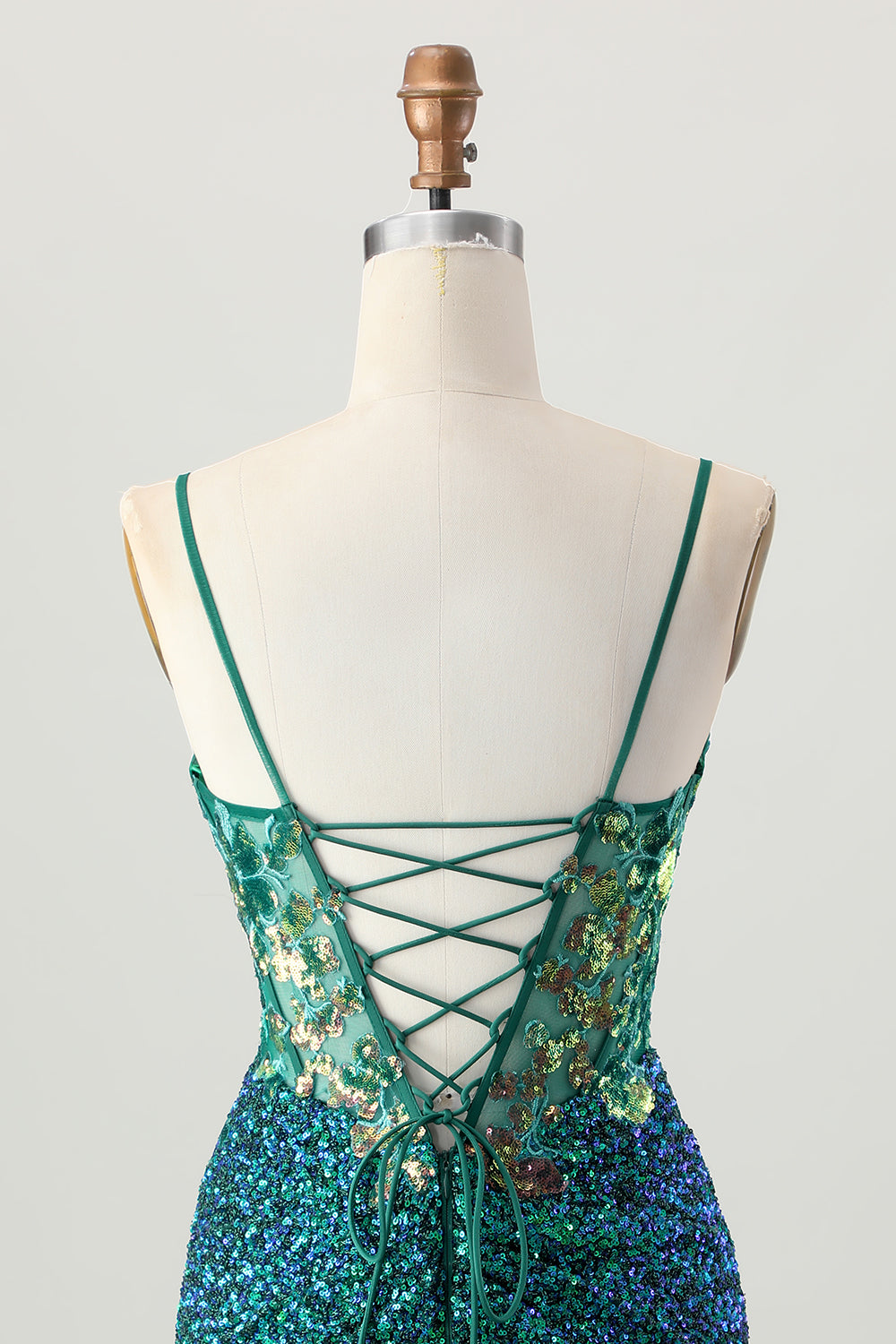 Sparkly Dark Green Corset Short Homecoming Dress with Sequins