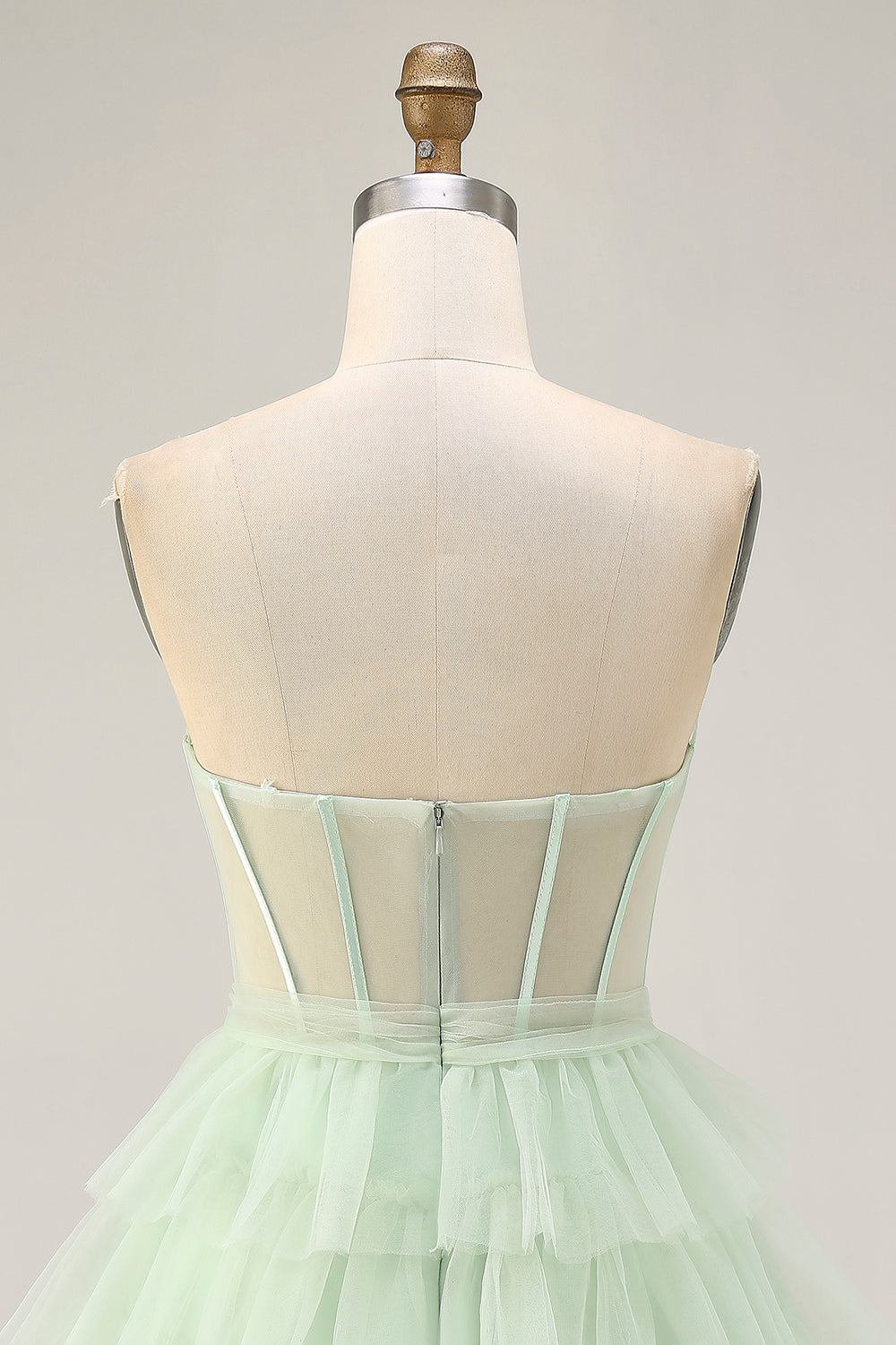 Strapless Light Green A Line Corset Short Homecoming Dress