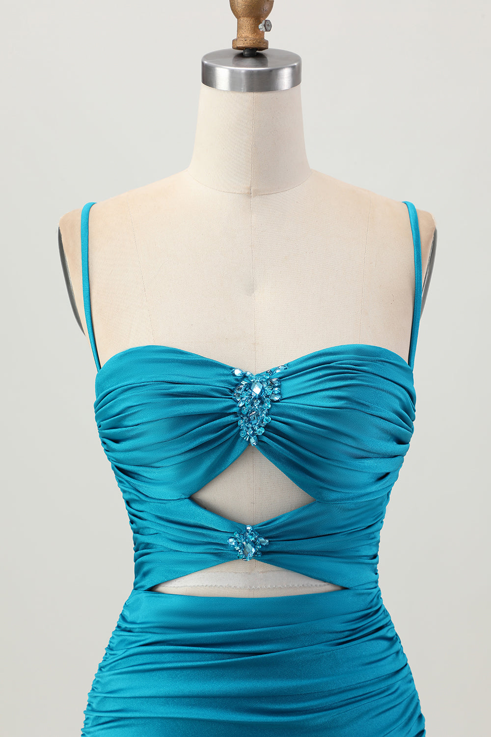 Black Spaghetti Straps Ruched Tight Short Cut Out Homecoming Dress