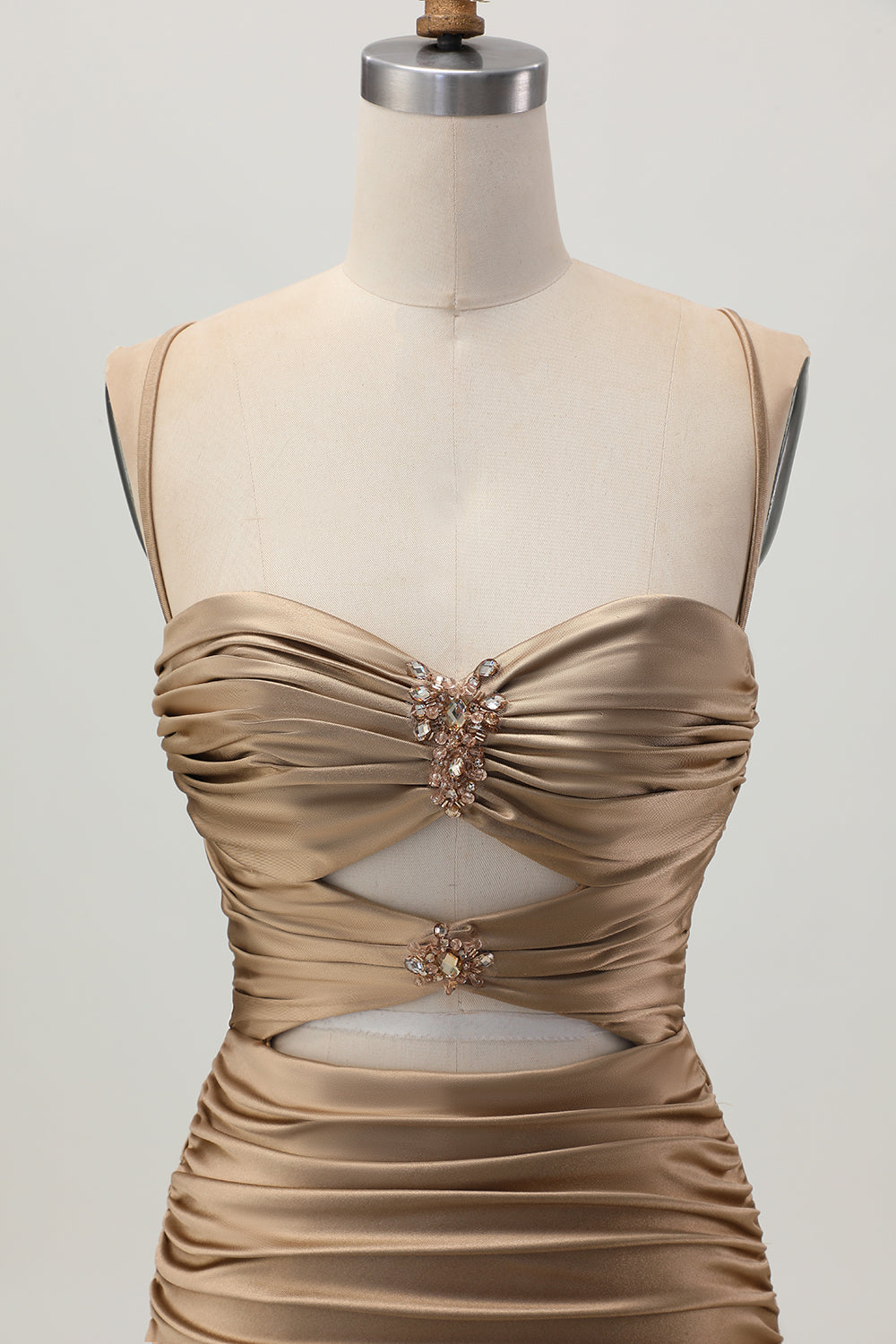 Black Spaghetti Straps Ruched Tight Short Cut Out Homecoming Dress