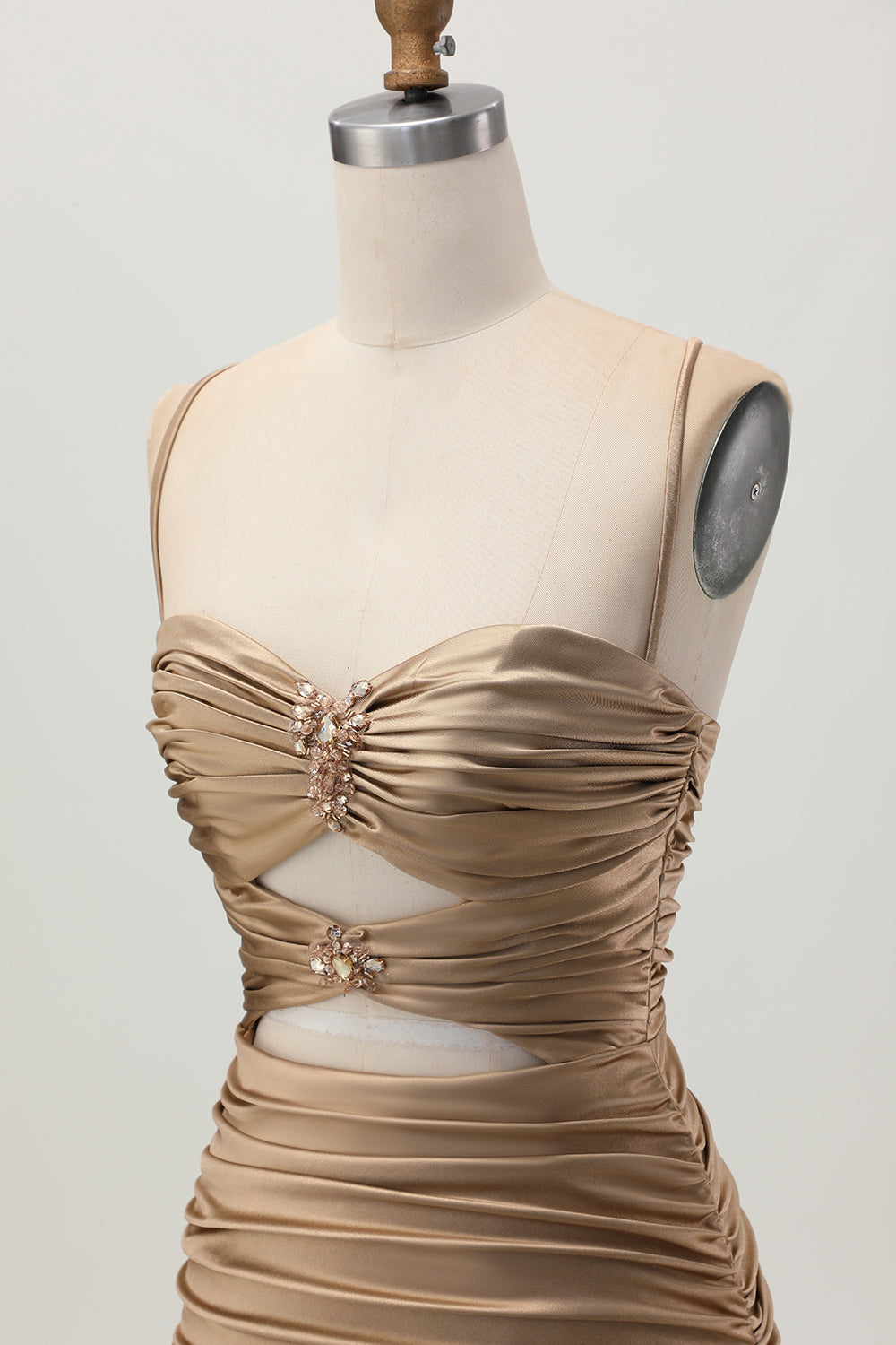 Black Spaghetti Straps Ruched Tight Short Cut Out Homecoming Dress