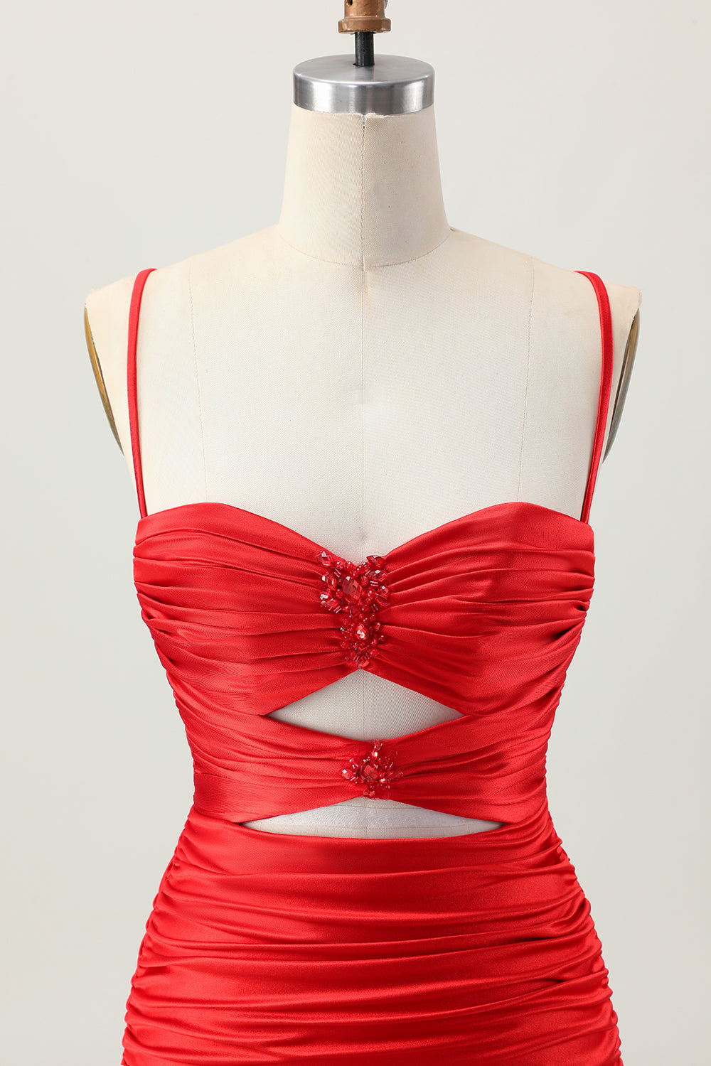 Black Spaghetti Straps Ruched Tight Short Cut Out Homecoming Dress