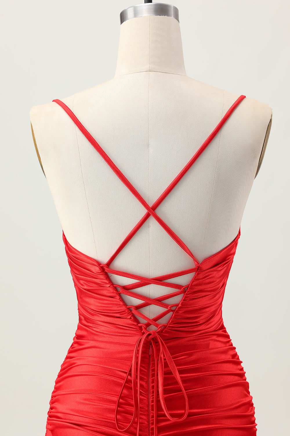 Black Spaghetti Straps Ruched Tight Short Cut Out Homecoming Dress