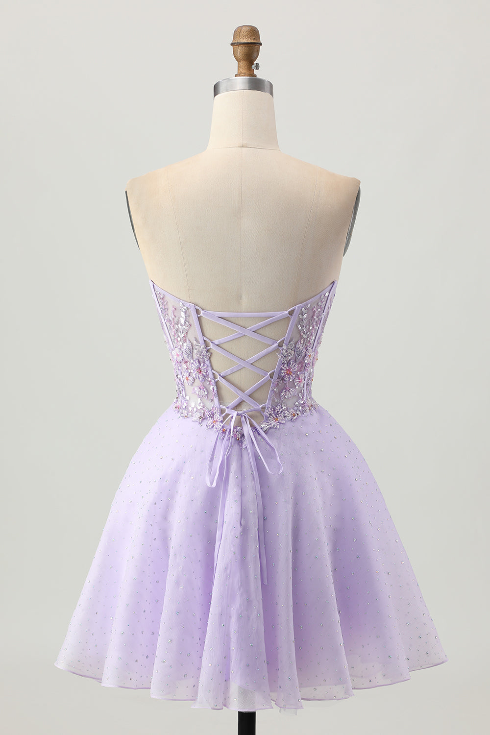 Sparkly Beaded A Line Lilac Sequins Short Homecoming Dress