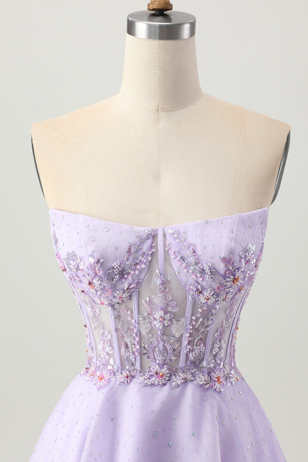 Sparkly Beaded A Line Lilac Sequins Short Homecoming Dress