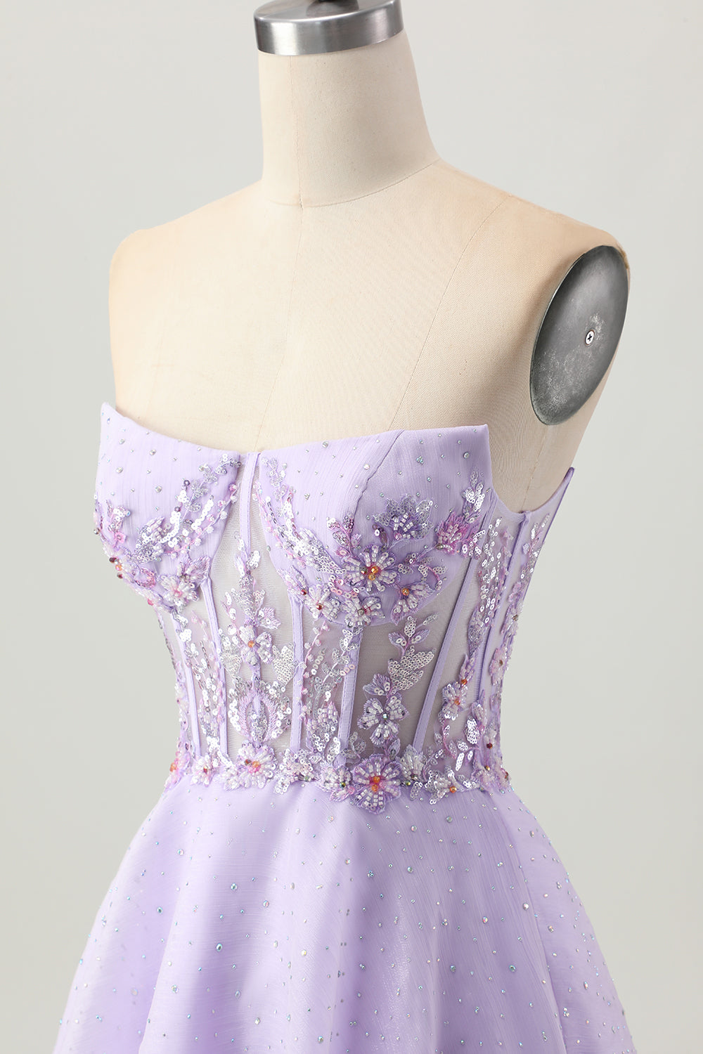 Sparkly Beaded A Line Lilac Sequins Short Homecoming Dress
