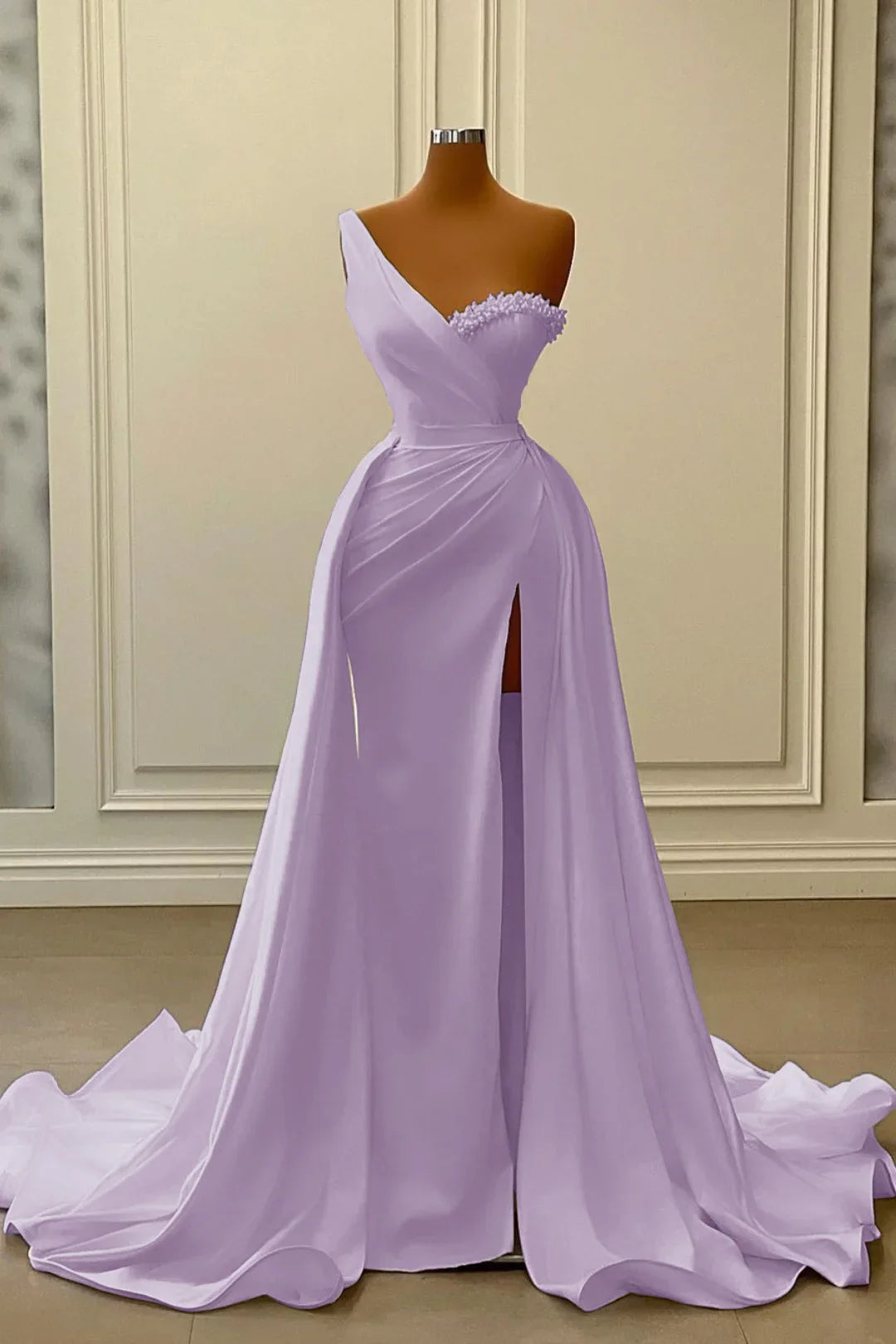 Charmeuse White Wedding Dress Sleeveless One Schuler With Beadings YL0163
