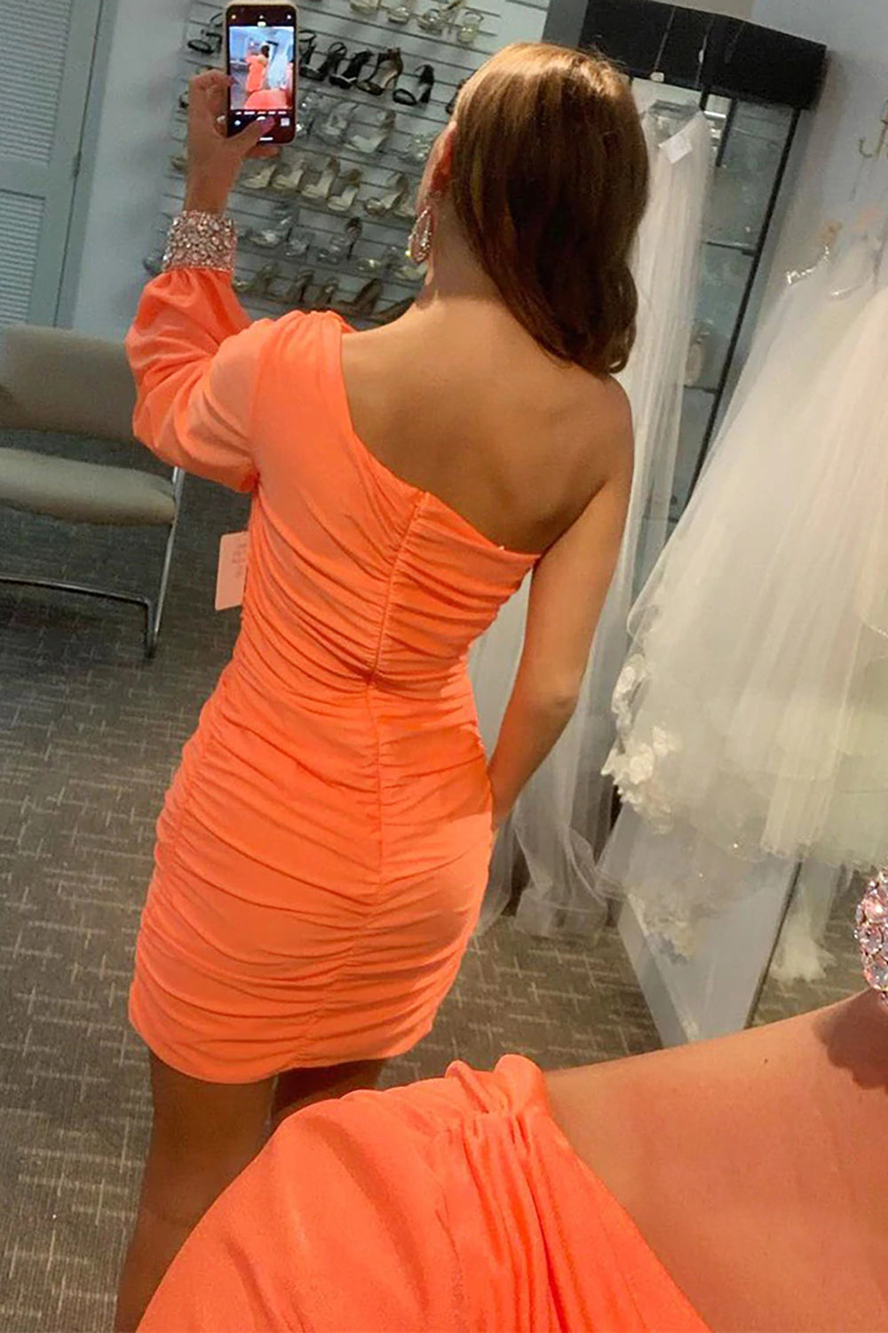 One-Shoulder Bodycon Short Prom Dress Homecoming Dress