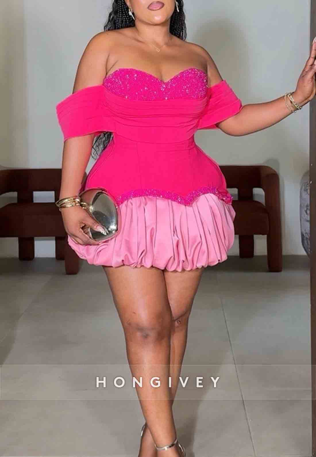 A-Line Off the Shoulder Pleated Regular Straps Beading Mini Homecoming Dresses