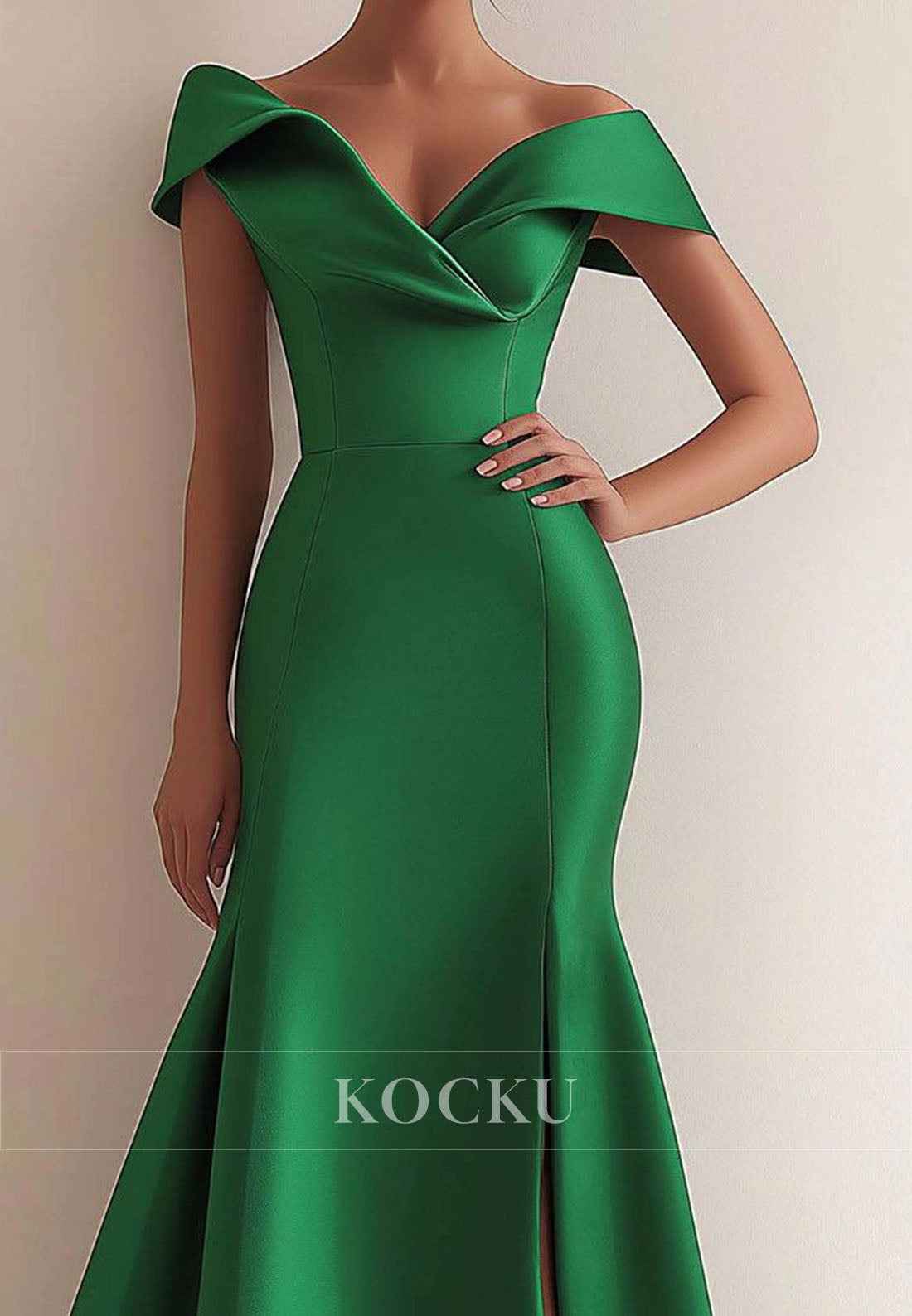 Formal Gowns Off-Shoulder Mermaid Satin Midi Wedding Guest Dresses