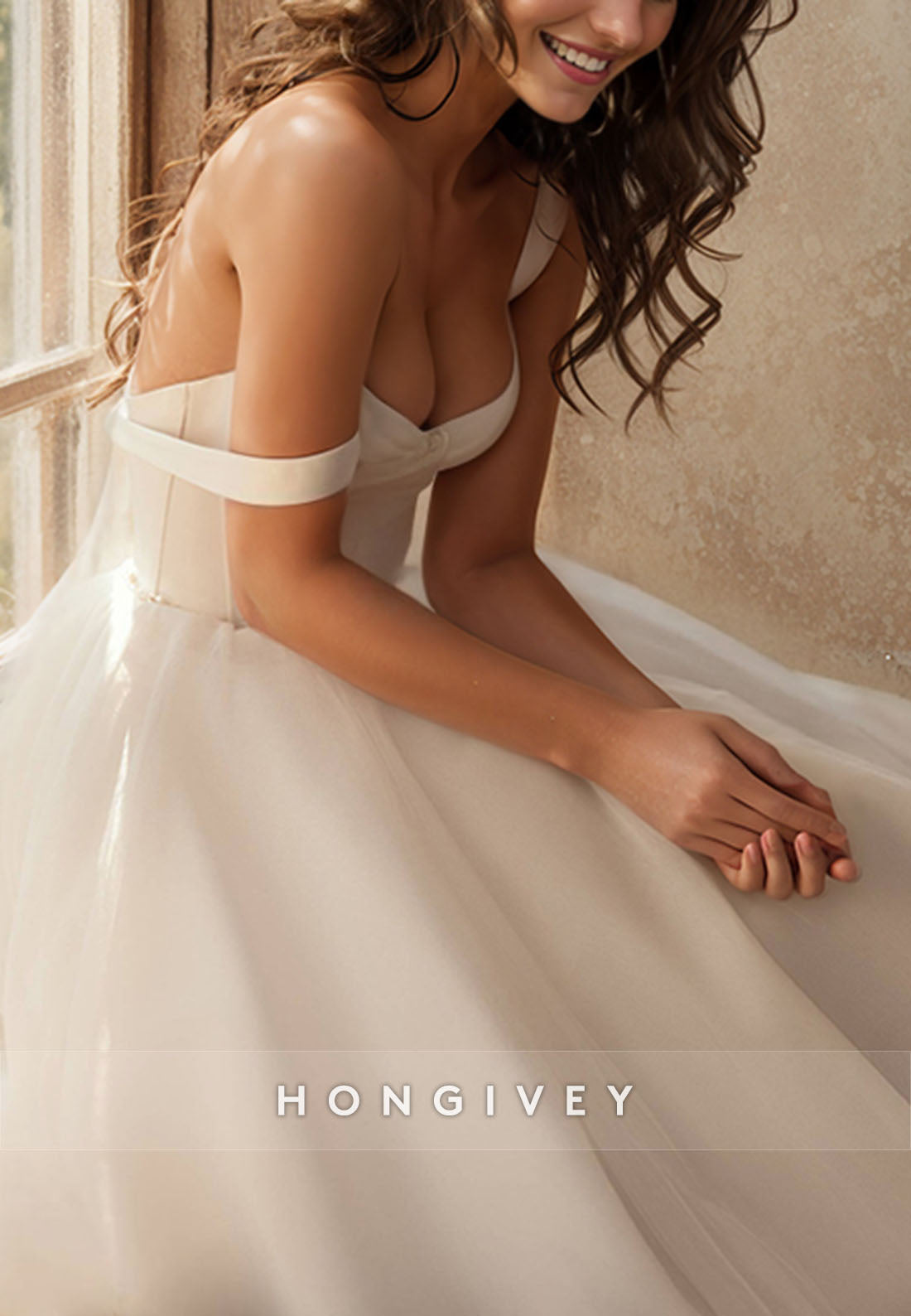 Ball Gown Cap Straps Organza Tea-Length Wedding Dresses