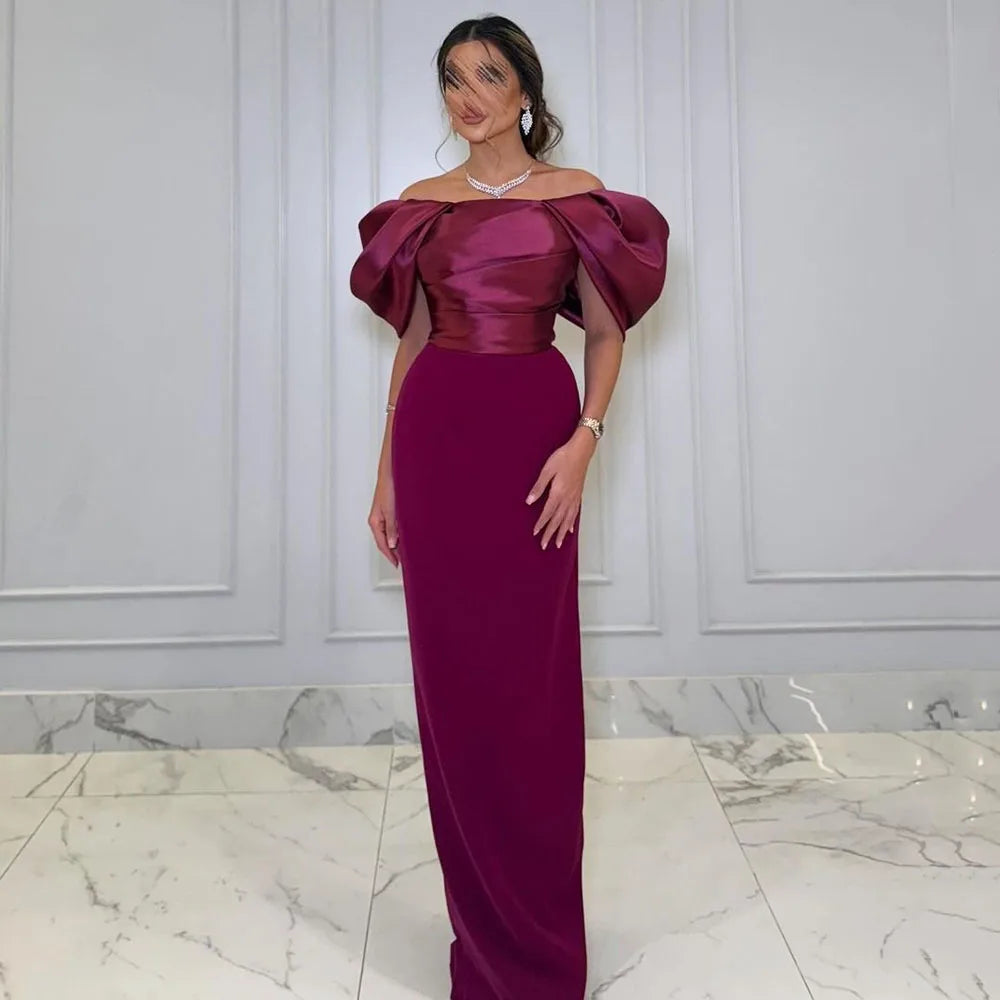 Evening Dress Off Shoulder Arabic Formal  Prom Gown Elegant  Long Mermaid Wedding Party Dress Women Customized