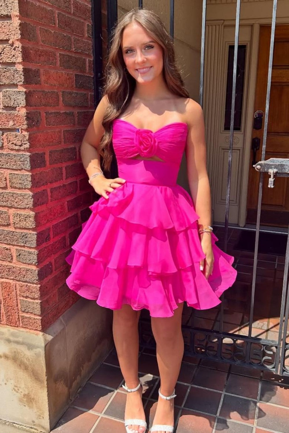 Well-made A Line Sweetheart Navy Blue Short Homecoming Dress with Ruffles Keyhole