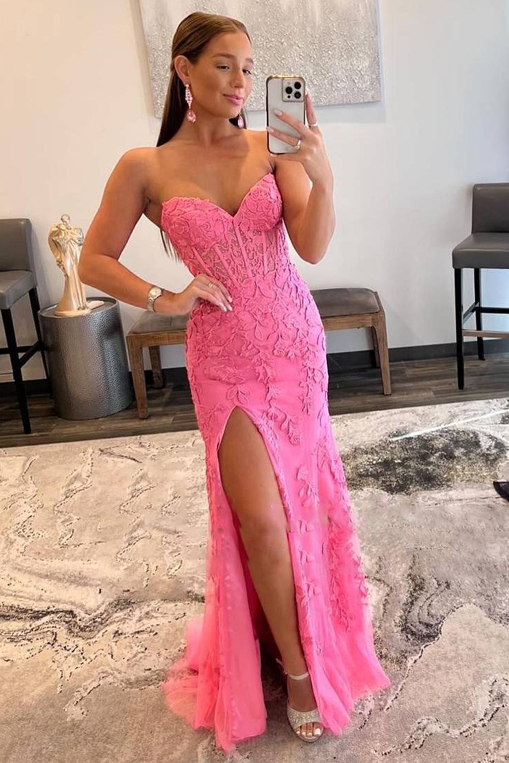 Chic & Modern Sweetheart Mermaid Split Appliques Evening Party Prom Dress