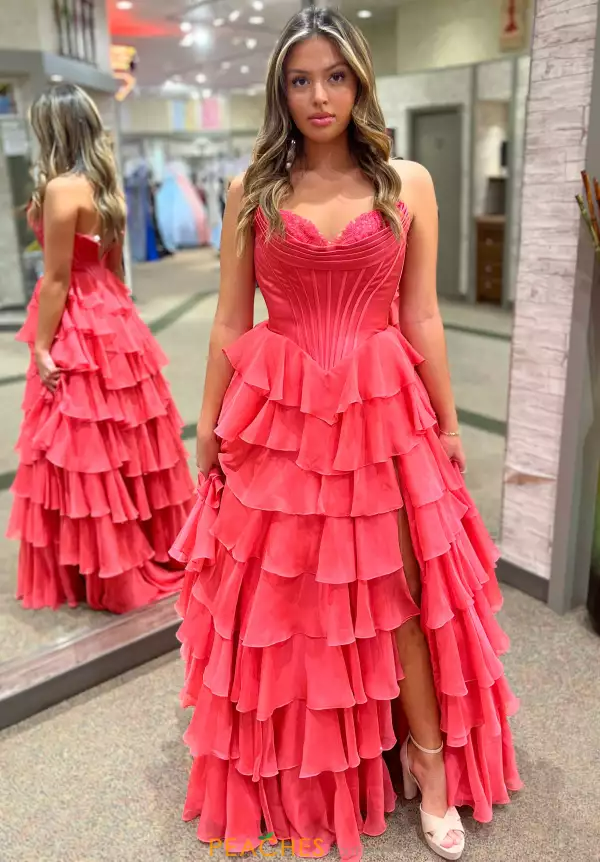 A-Line Sweetheart Sleeveless Floor-Length Pleated Lace Stripe Prom Dress with High Slit Formal Gown