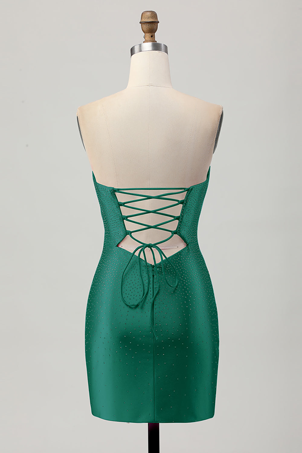 Beaded Strapless Burgundy Cut Out Homecoming Dress