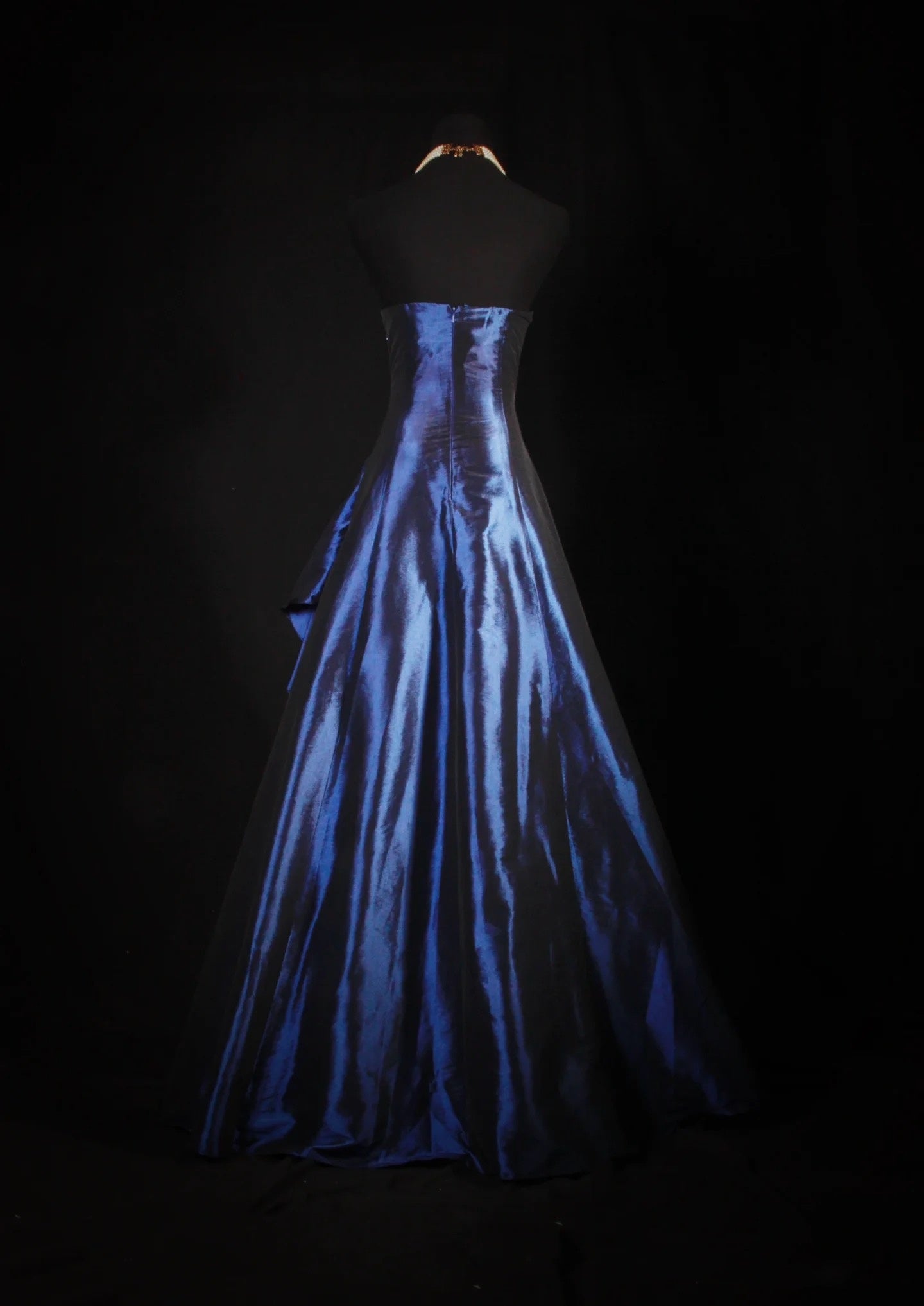 Vintage Ball Gown Strapless Navy Blue Satin Long Prom Dresses Party Dress SD1343