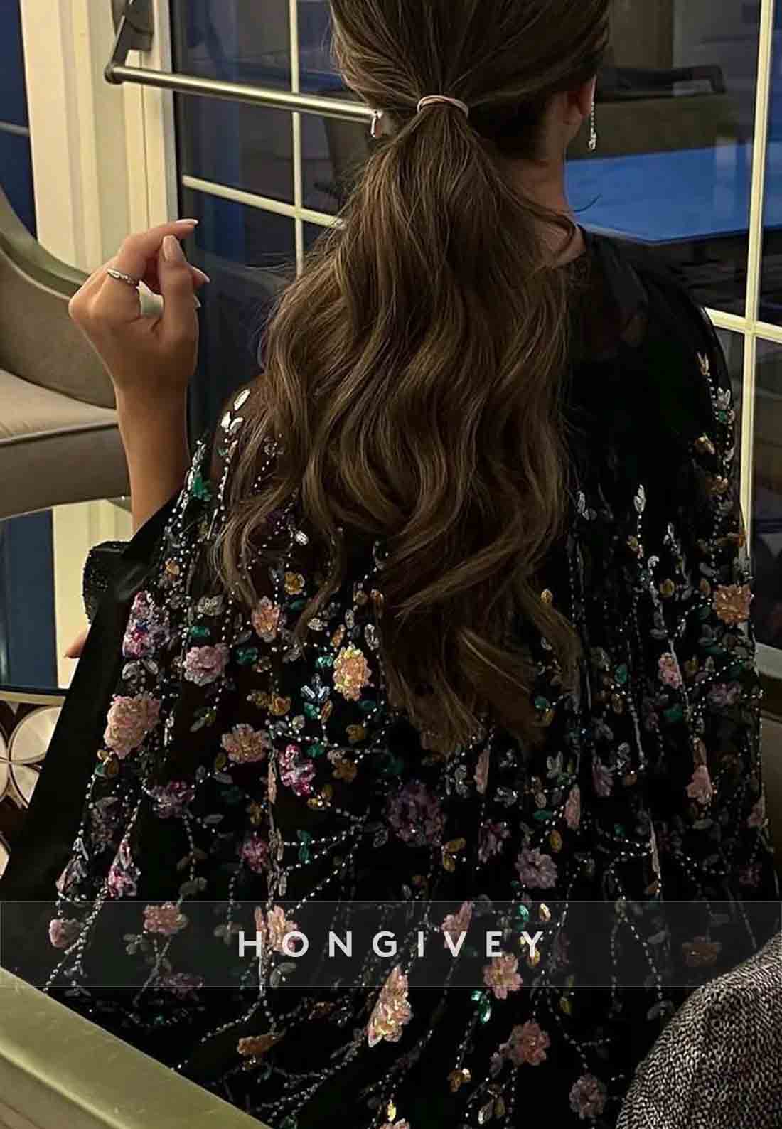 Ankle-Length Cloak A-line Beading Crisscross Neck Evening Gown