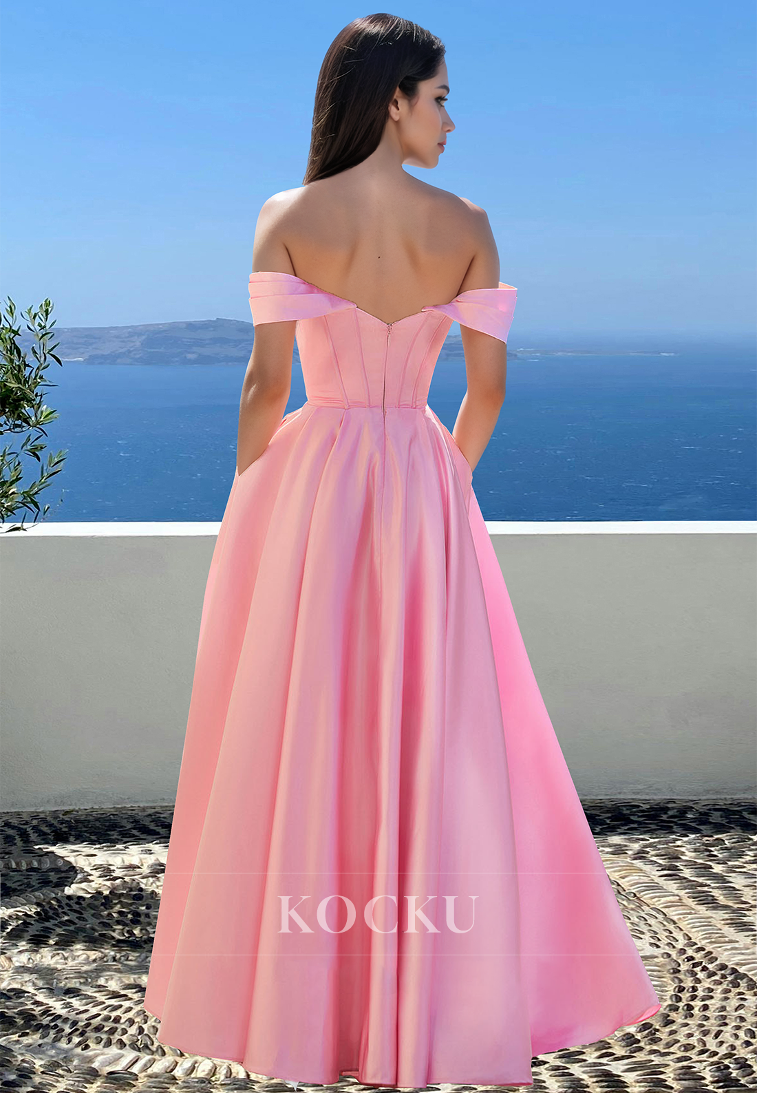 Elegant A-Line Tube Top Sleeveless Floor-Length Satin Formal Prom Dress with Pleats