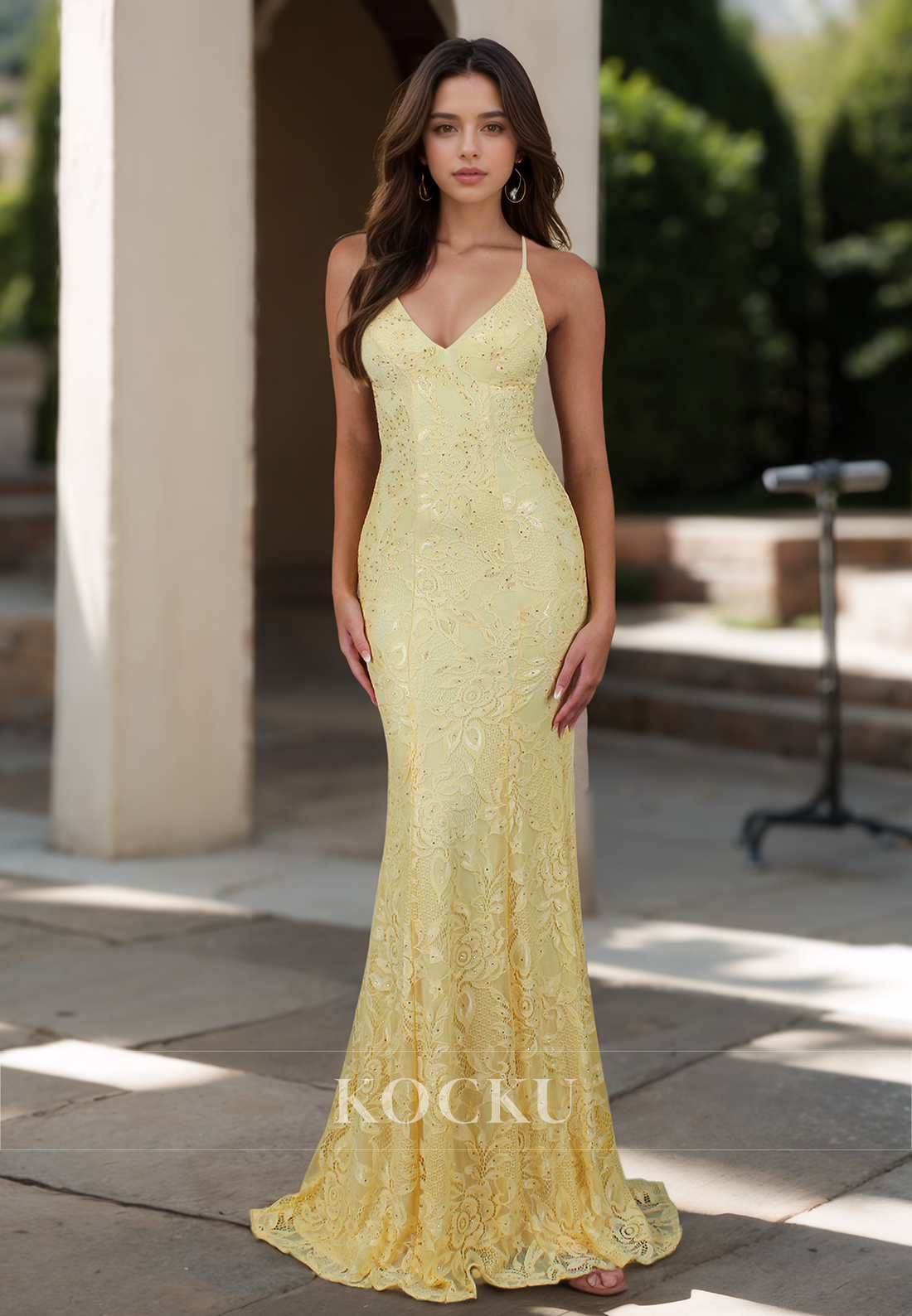 Vintage V-Neck Mermaid Formal Dress Spaghetti Straps Beads Lace Party Gowns with Appliques