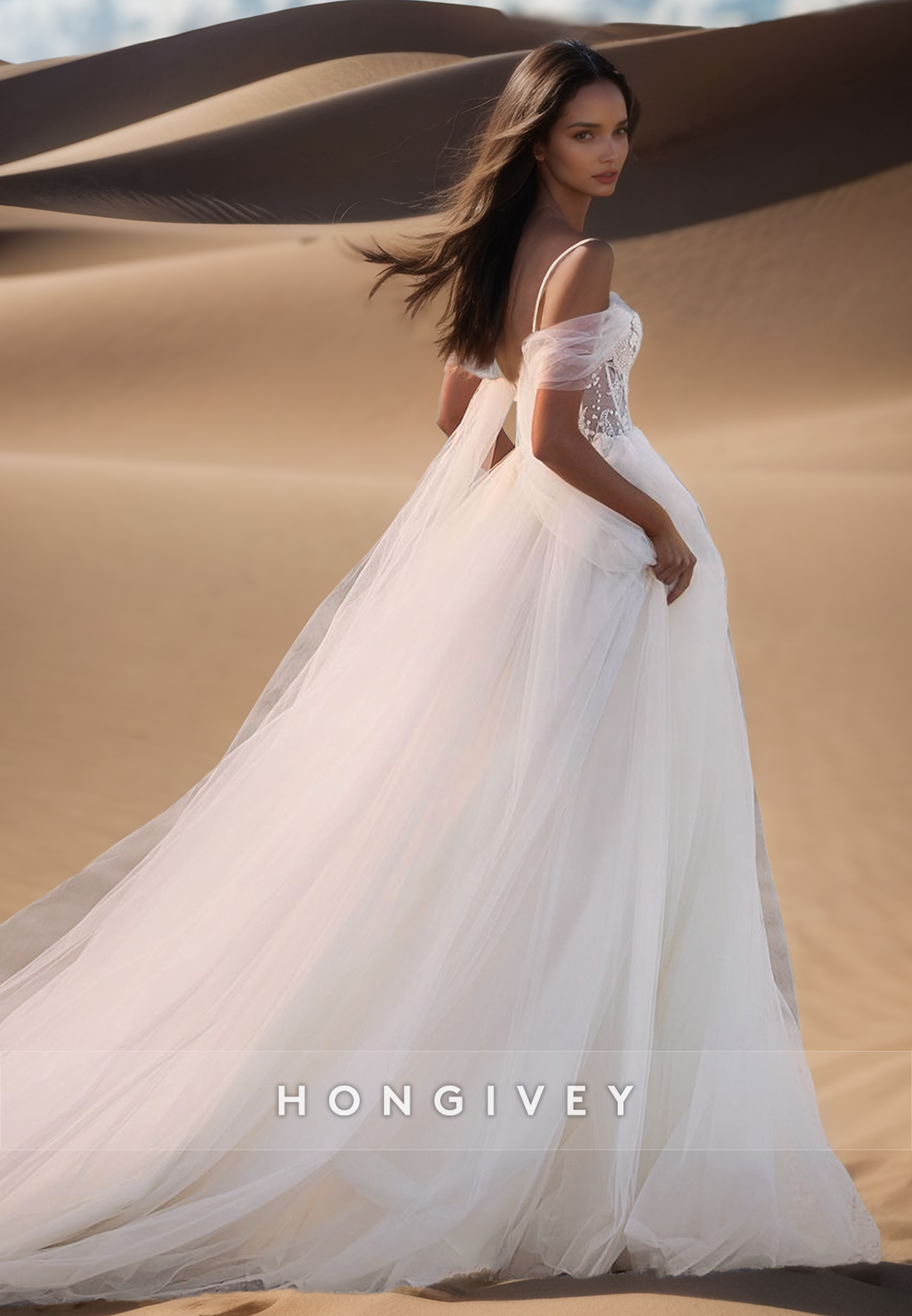 A-Line Sheer  Lace Applique Sleeveless Wedding Dresses With Train