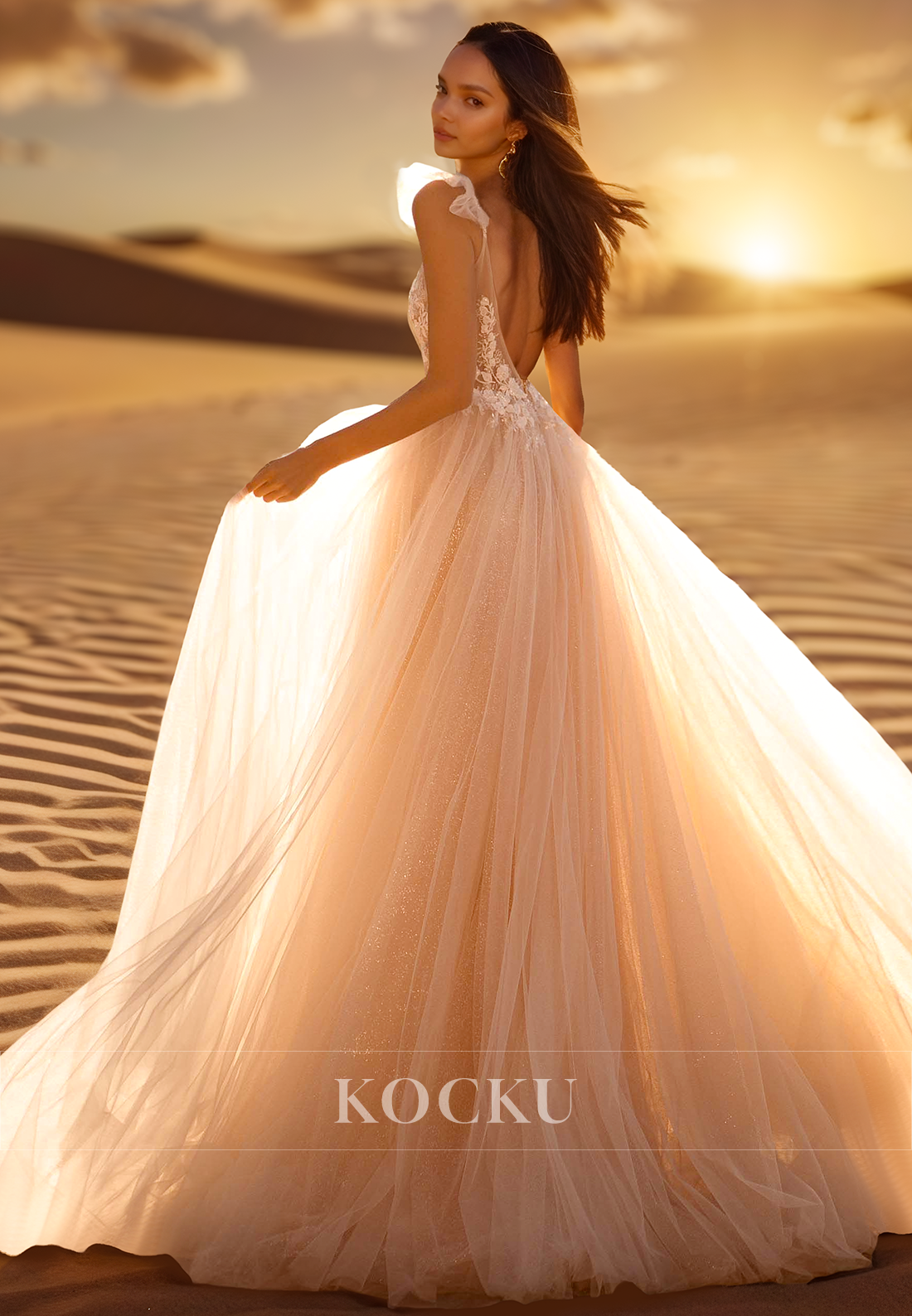 A Line Illusion V Neck Lace Appliques Beads Dream Wedding Dress