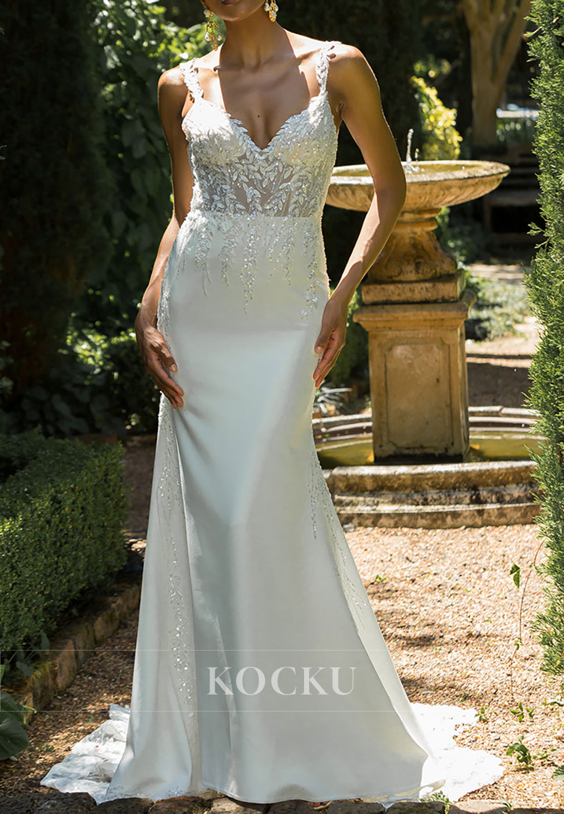 Romantic Off - Shoulder Bridal Gown with Lace Bodice, Mermaid Silhouette & Train