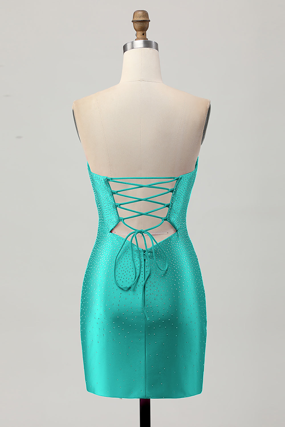 Beaded Strapless Burgundy Cut Out Homecoming Dress