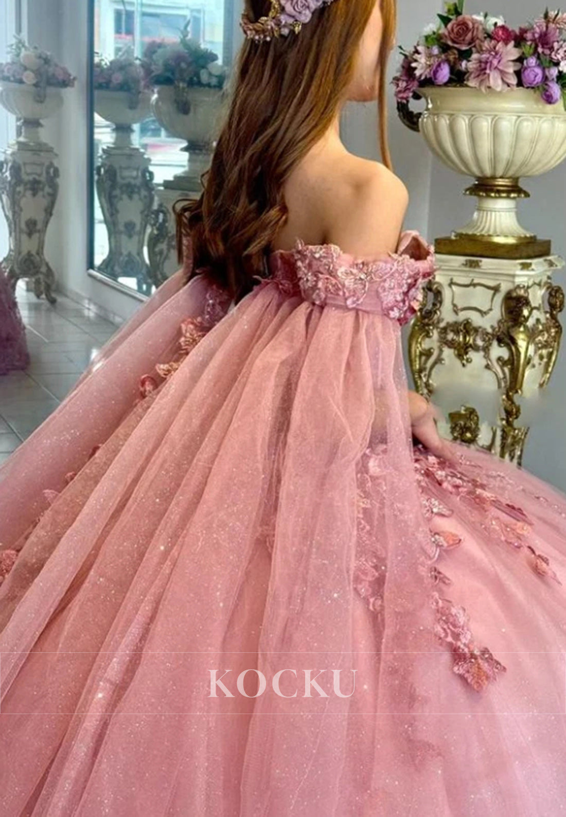 Gorgeous Ombre Pink Ball Gown with Lace - Embellished Bodice and Floral - Embroidered Skirt