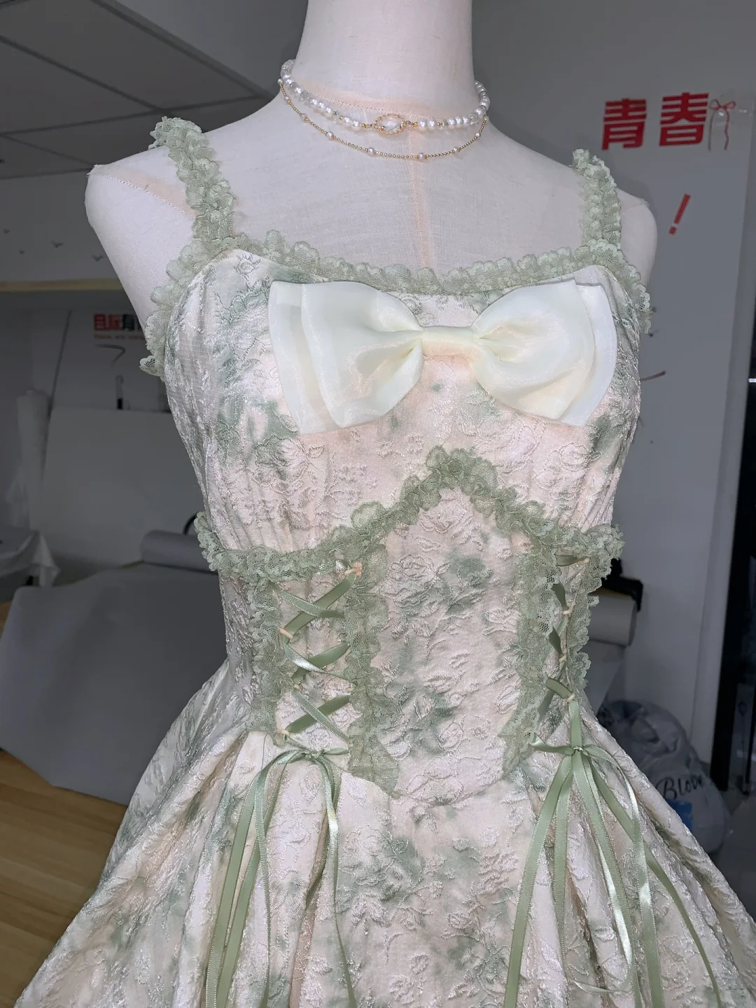 Pretty Pastel Green Spaghetti Straps Lace Print Floral A Line Homecoming Dress 16th Birthday Outfits D020