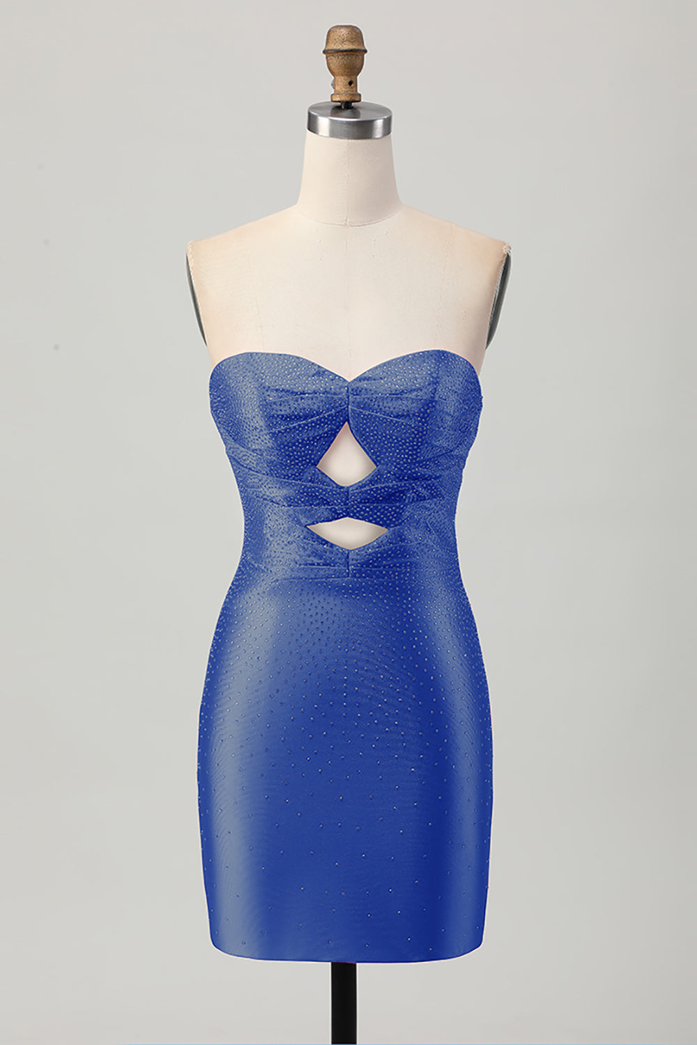 Beaded Strapless Burgundy Cut Out Homecoming Dress