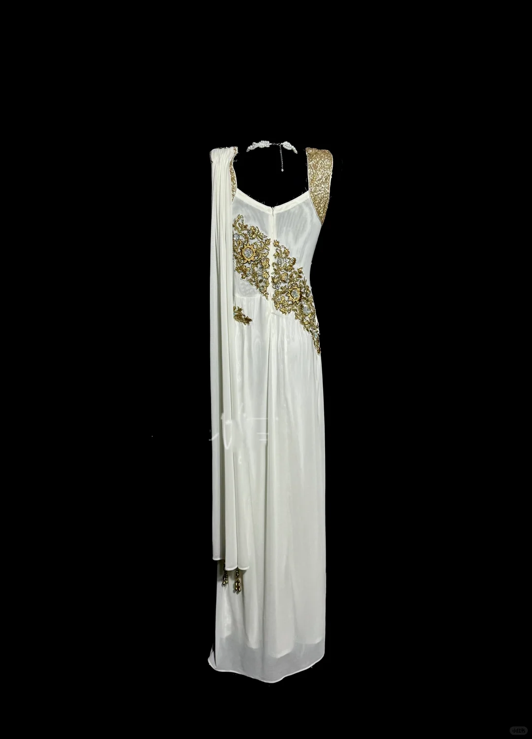 Aesthetic A line Square Neckline White Chiffon Prom Dress Ruffle Long Party Dress SD2906