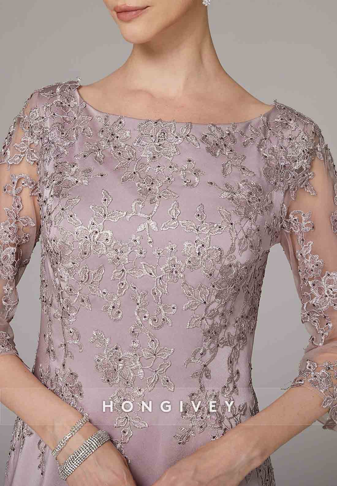 3/4 Sleeve Appliques Lace A-line Floor-Length Mother of the Bride