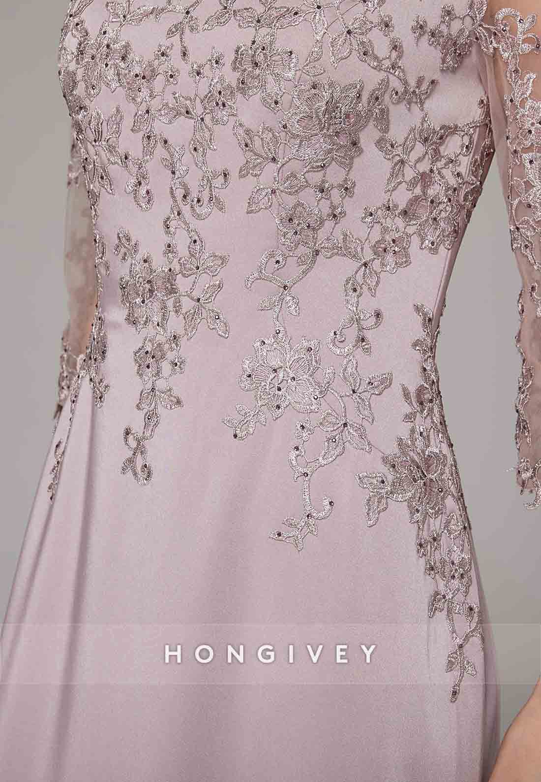 3/4 Sleeve Appliques Lace A-line Floor-Length Mother of the Bride