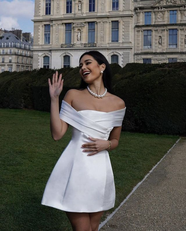 Pretty Off The Shoulder Short White Graduation Homecoming Dress Formal 15th Birthday Outfits D204
