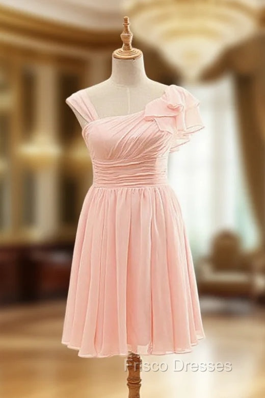 Asymmetrical Straps Pearl Pink Bridesmaid Dress Pearl Pink Party Dress
