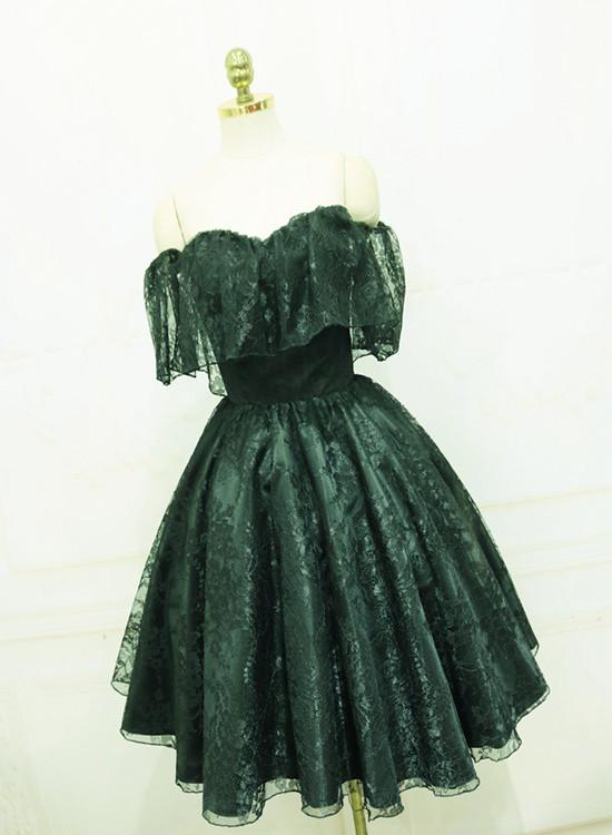 Beautiful Lace Green Off Shoulder Knee Length Party Dress, Homecoming Dress