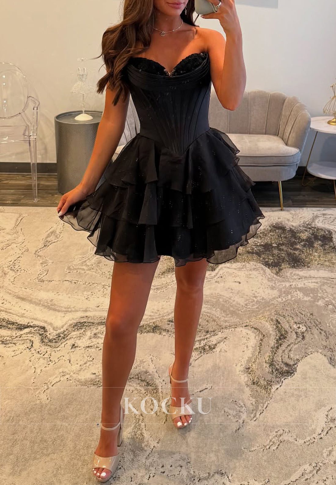 A-Line Sweetheart Strapless Pleated Homecoming Dresses