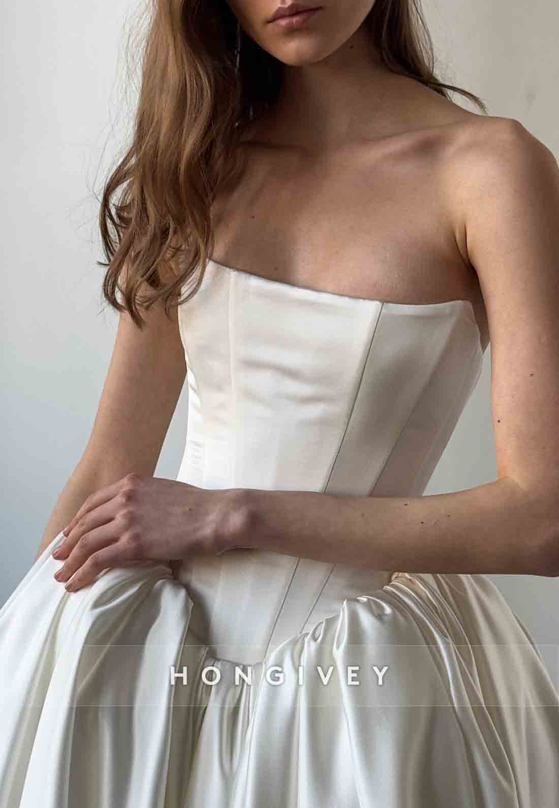 Satin Crisscross Back Sleeveless Court Train Empire Wedding Dresses