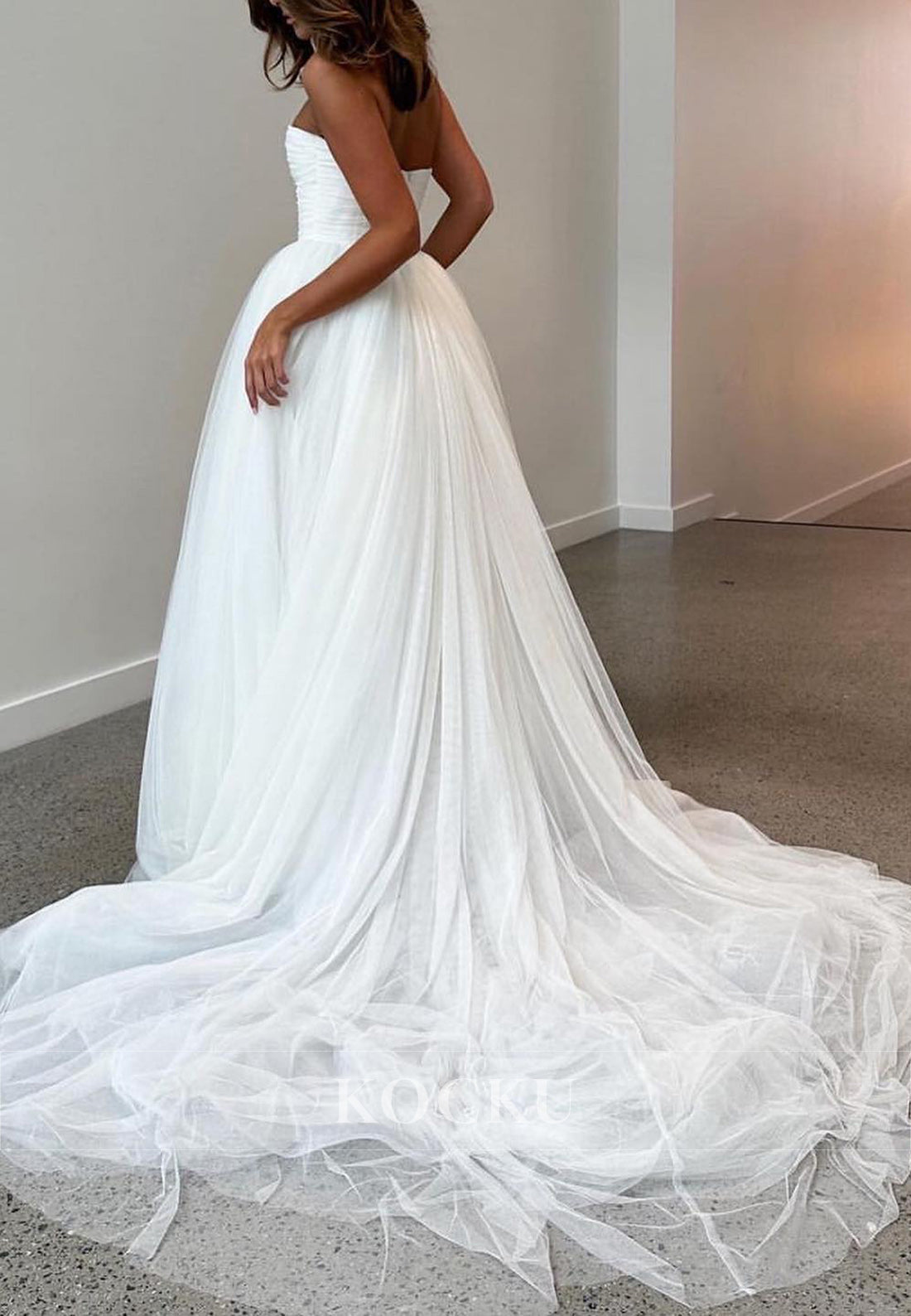 White Strapless Keyhole Ballgown Wedding Dress