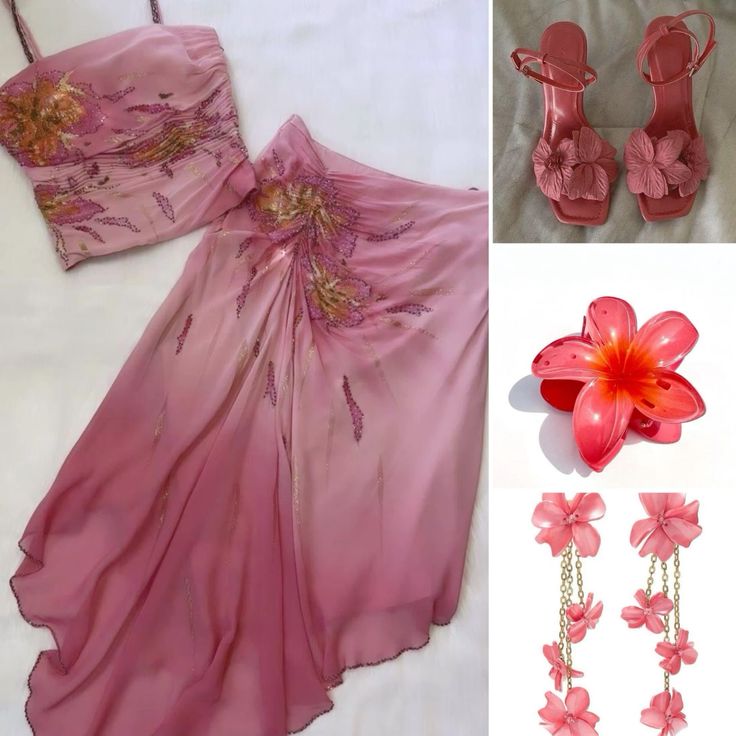 (Out Of Stock)Pink Gorgeous Exquisite Beaded Spaghetti Strap Long Chiffon Elegant Suit Ball Gown Evening Dress Party Dress Prom Dress