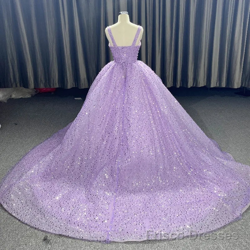Purple Sweetheart Sequined Evening Party Dress