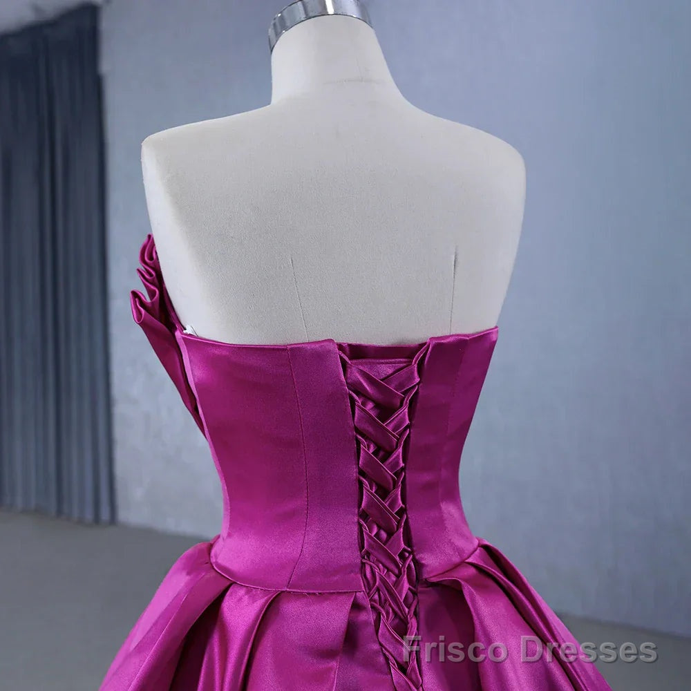 Quinceanera Dress Novelty A Line Satin Strapless Ball Gown Evening Dress for Women