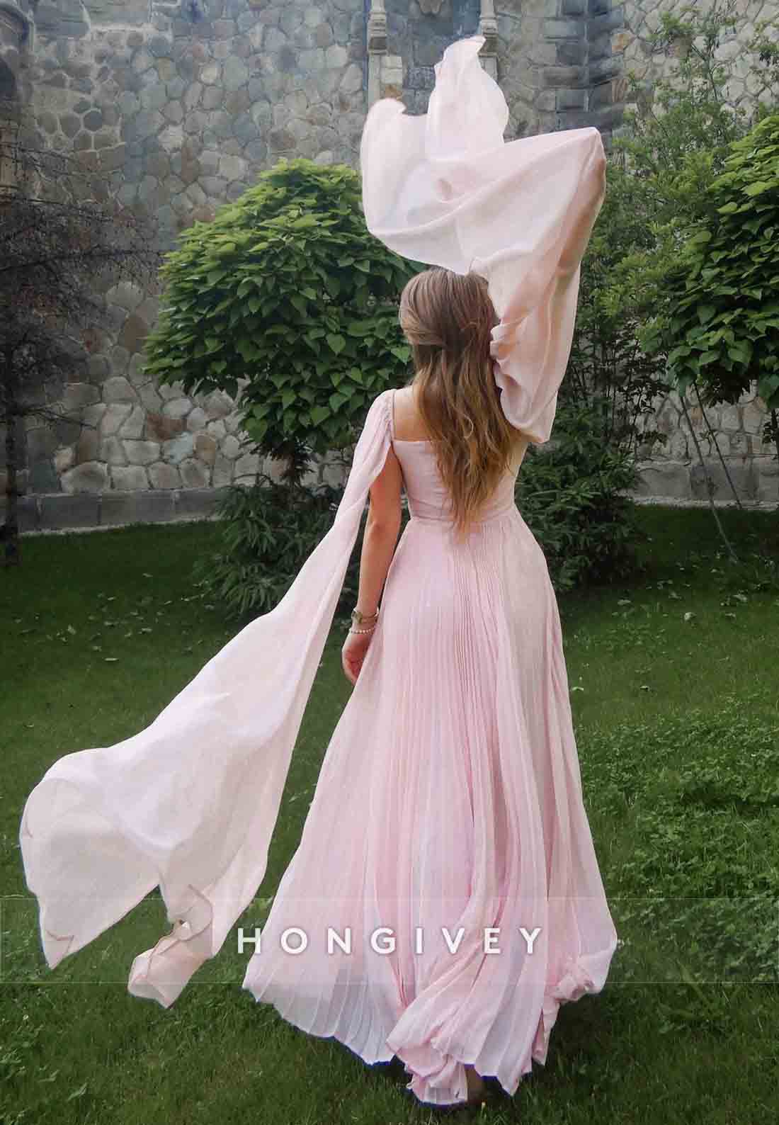 Ruffles Pleated Floor-Length Guest of Wedding A-Line Evening Gowns