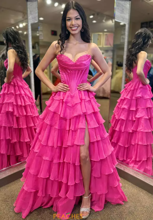 A-Line Sweetheart Sleeveless Floor-Length Pleated Lace Stripe Prom Dress with High Slit Formal Gown