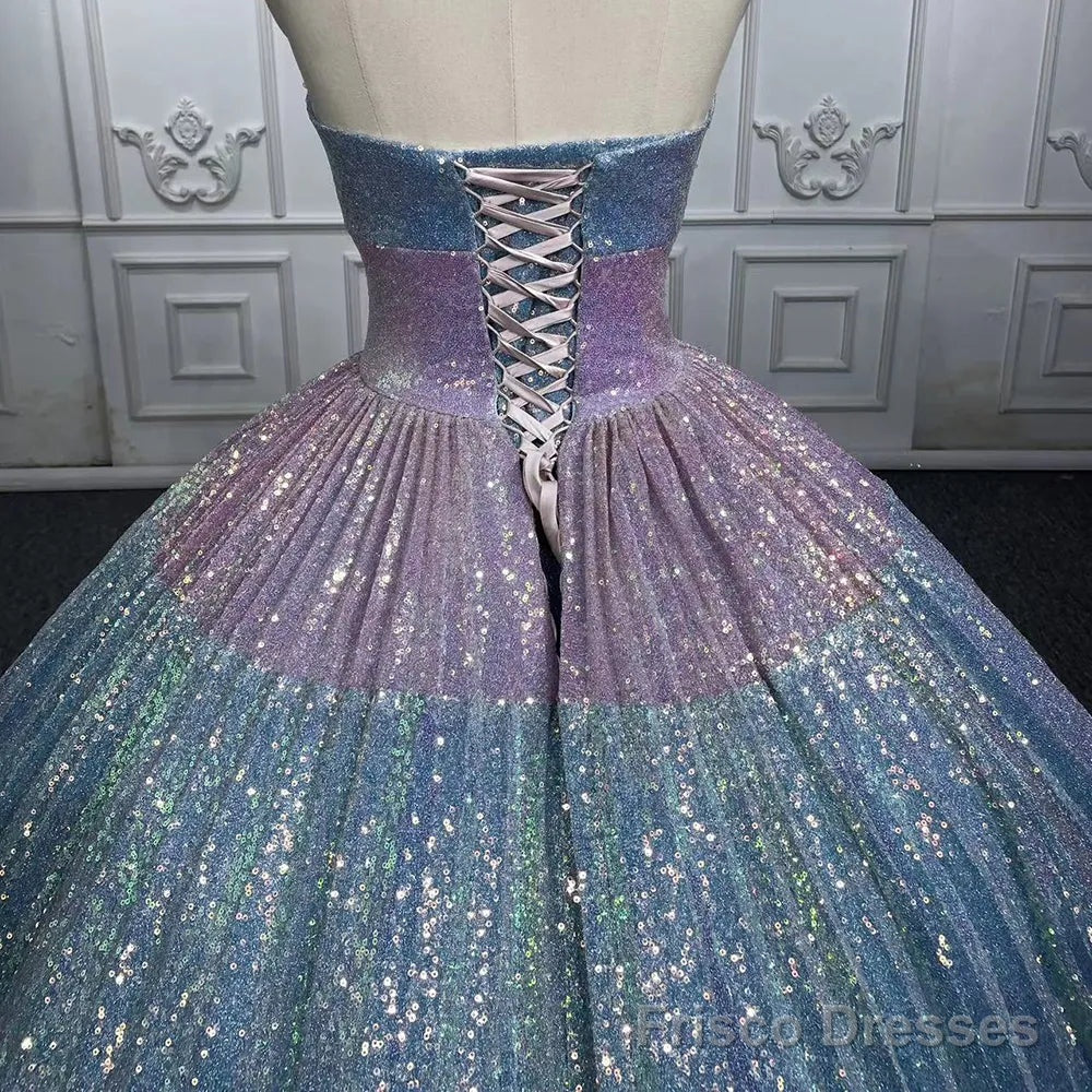 Simple Sequined Shimmer Party Dress with Train